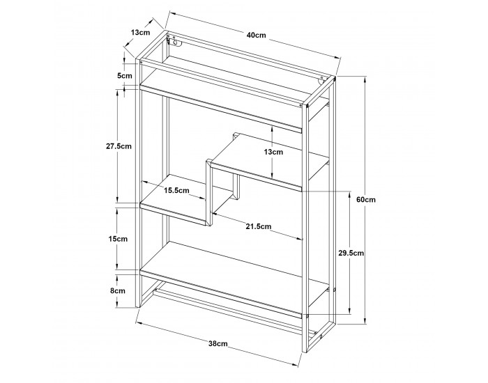 Стенен рафт Uurainen 60x40x13 cm черен []