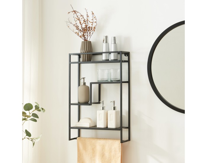 Стенен рафт Uurainen 60x40x13 cm черен []