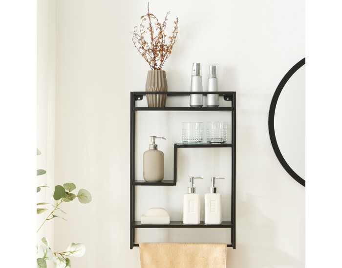 Стенен рафт Uurainen 60x40x13 cm черен []