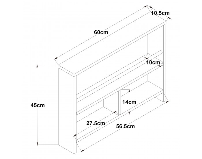 Стенен рафт Piteå 60x10,5x45cm бял []