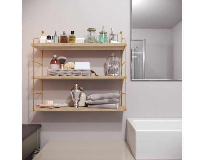 Стенен рафт Myrskylä 59x60x14 cm Gold []