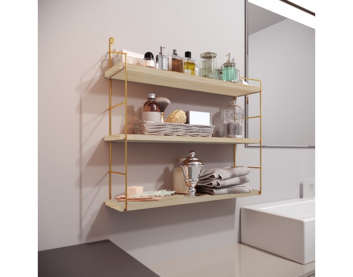 Стенен рафт Myrskylä 59x60x14 cm Gold []