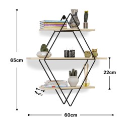 Стенен рафт Heinävesi 65x60x15 cm черен [] - Sonata G