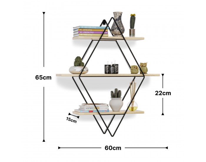 Стенен рафт Heinävesi 65x60x15 cm черен []