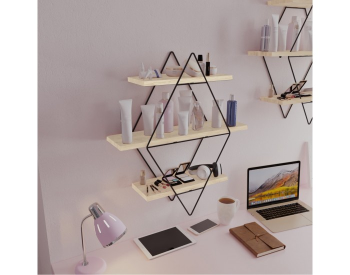 Стенен рафт Heinävesi 65x60x15 cm черен []