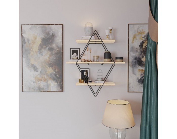 Стенен рафт Heinävesi 65x60x15 cm черен []