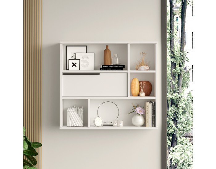 Стенен рафт Vesanto 90x22x81 см бял []