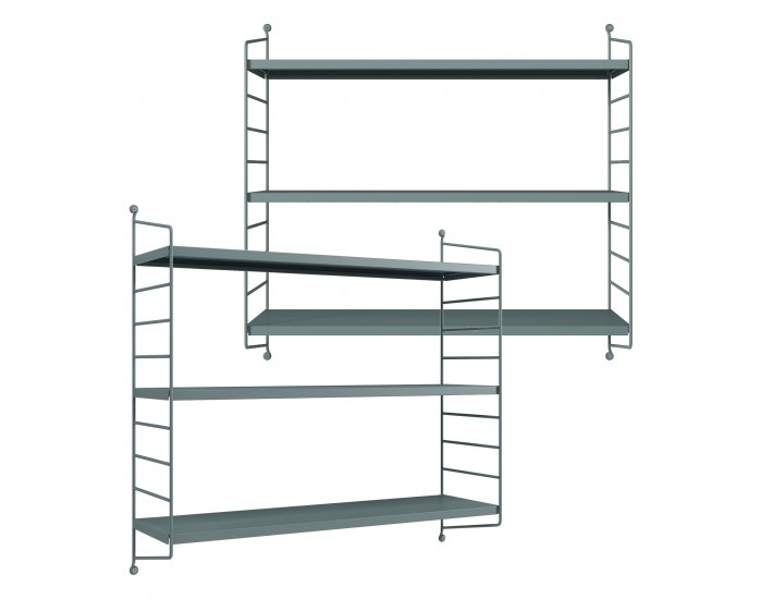 Strängnäs модулен стенен рафт комплект от 2 сиво-сини []