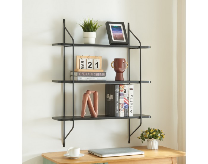 Стенен рафт Østfold 100x80x21 см черен []