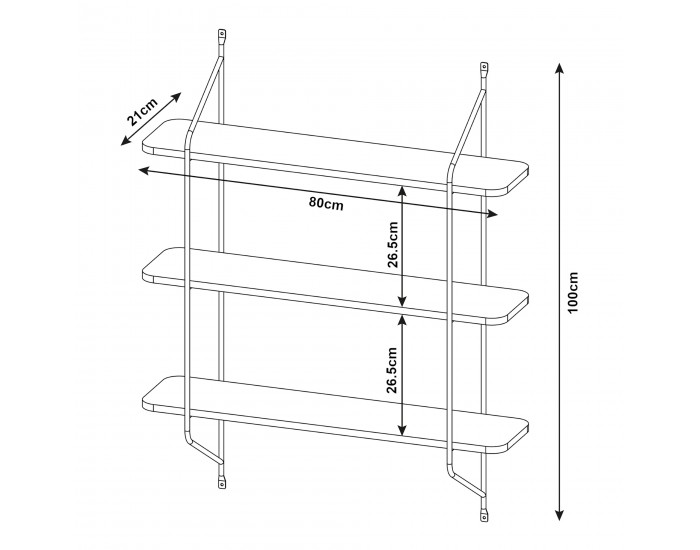 Стенен рафт Østfold 100x80x21 см черен []