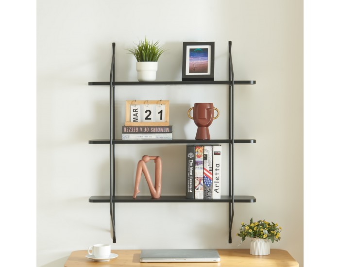 Стенен рафт Østfold 100x80x21 см черен []