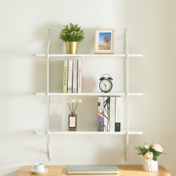 Стенен рафт Østfold 100x80x21 см бял [] - Дневна