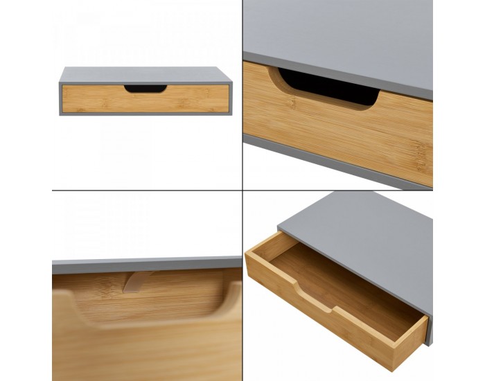 Комплект стенен рафт от 2 Bokn с чекмедже бамбук сиво []