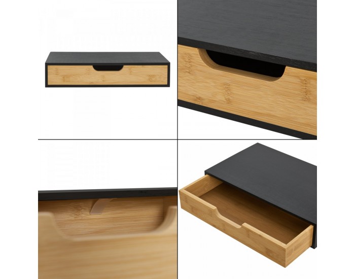 Комплект стенен рафт от 2 Bokn с чекмедже бамбук черен []