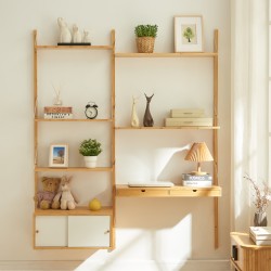 Стенен рафт Tingvoll 176x147x34 см бамбук [] - Дневна