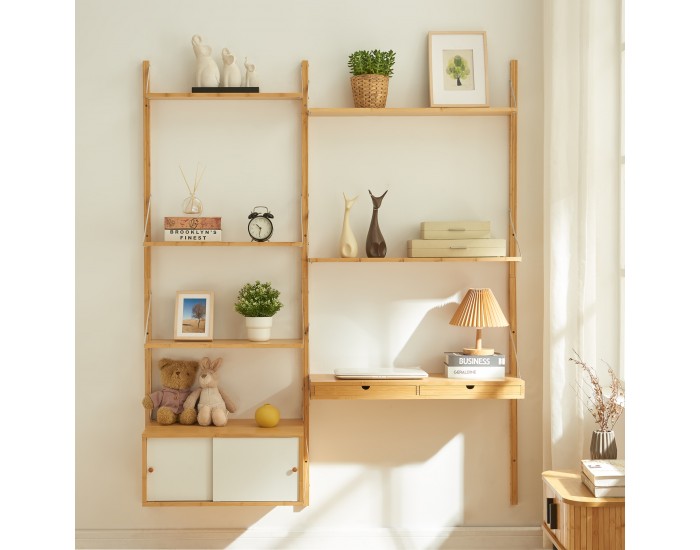 Стенен рафт Tingvoll 176x147x34 см бамбук []