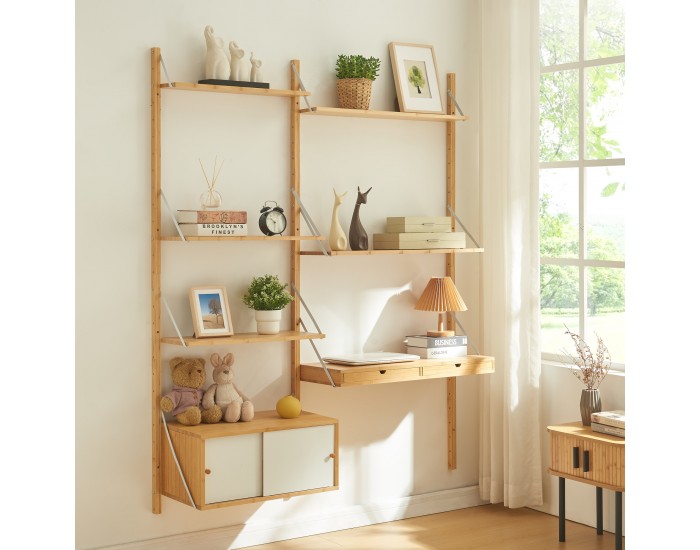 Стенен рафт Tingvoll 176x147x34 см бамбук []