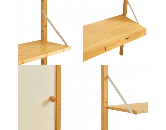 Стенен рафт Tingvoll 176x147x34 см бамбук []