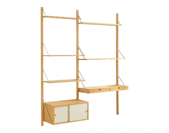 Стенен рафт Tingvoll 176x147x34 см бамбук []