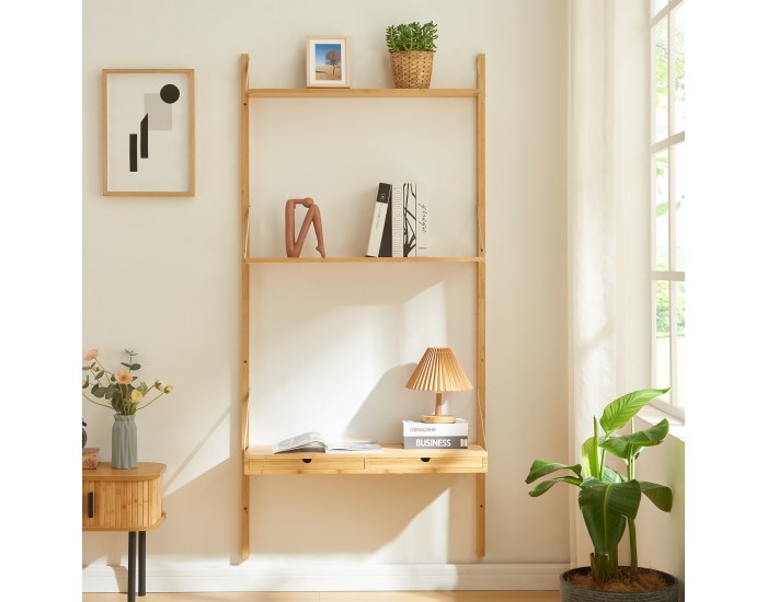 Стенен рафт Tingvoll 176x85x32 см бамбук []