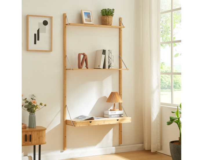 Стенен рафт Tingvoll 176x85x32 см бамбук []