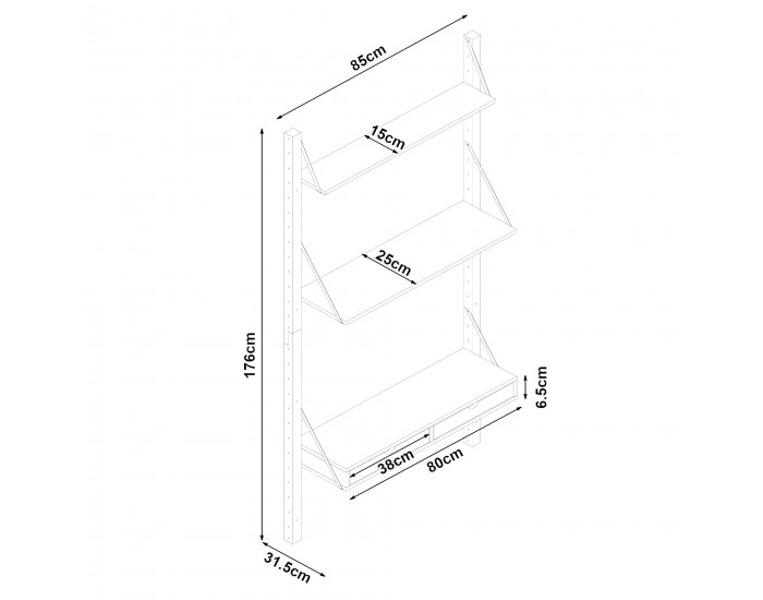 Стенен рафт Tingvoll 176x85x32 см бамбук []