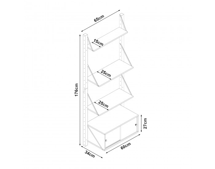 Стенен рафт Tingvoll 176x65x34 см бамбук []