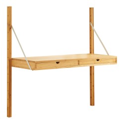 Стенен рафт Tingvoll 85x85x36 см бамбук [] - Дневна