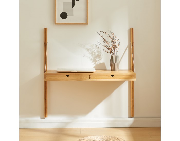 Стенен рафт Tingvoll 85x85x36 см бамбук []