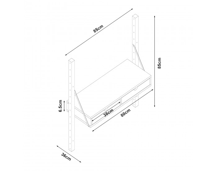 Стенен рафт Tingvoll 85x85x36 см бамбук []