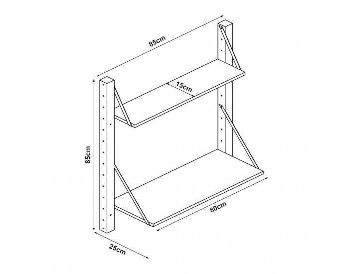Стенен рафт Tingvoll 85x85x25 см бамбук []