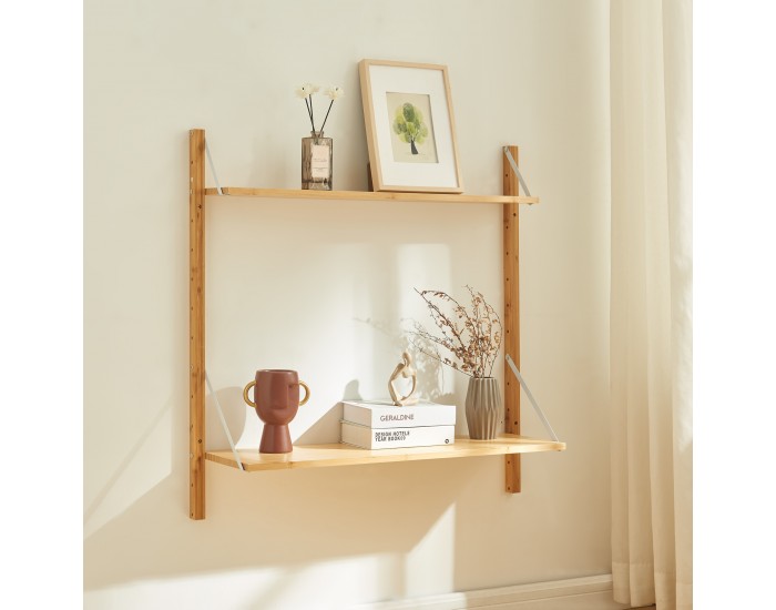 Стенен рафт Tingvoll 85x85x25 см бамбук []