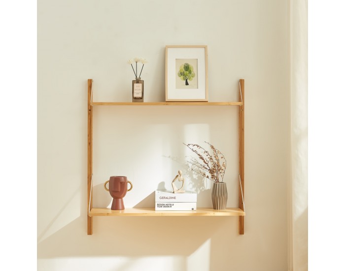 Стенен рафт Tingvoll 85x85x25 см бамбук []