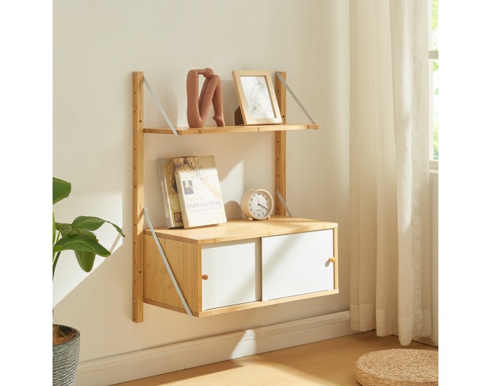 Стенен рафт Tingvoll 85x65x34 см бамбук []