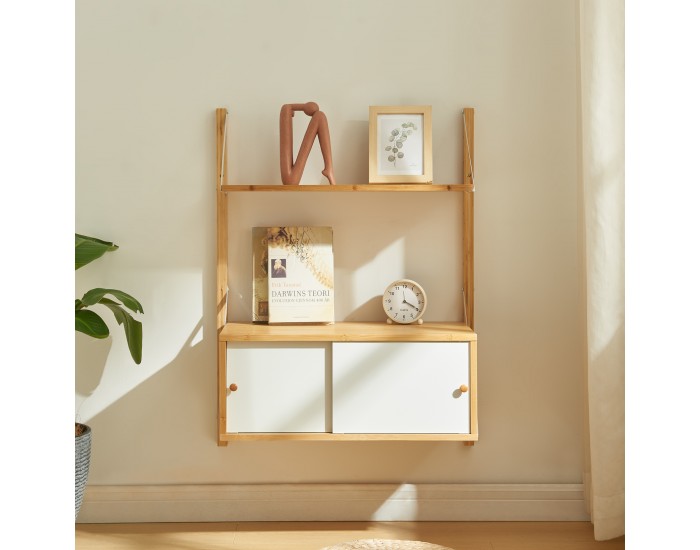 Стенен рафт Tingvoll 85x65x34 см бамбук []