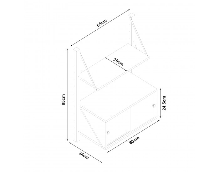 Стенен рафт Tingvoll 85x65x34 см бамбук []