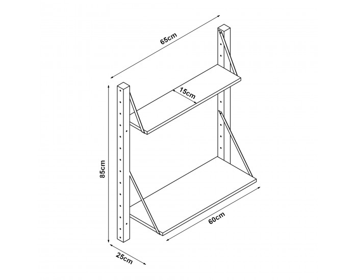 Стенен рафт Tingvoll 85x65x25 см бамбук []