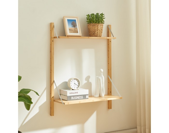 Стенен рафт Tingvoll 85x65x25 см бамбук []