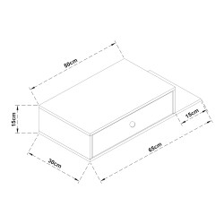Стенен рафт Stor с чекмедже 65x30x15 см черен [] - Дневна