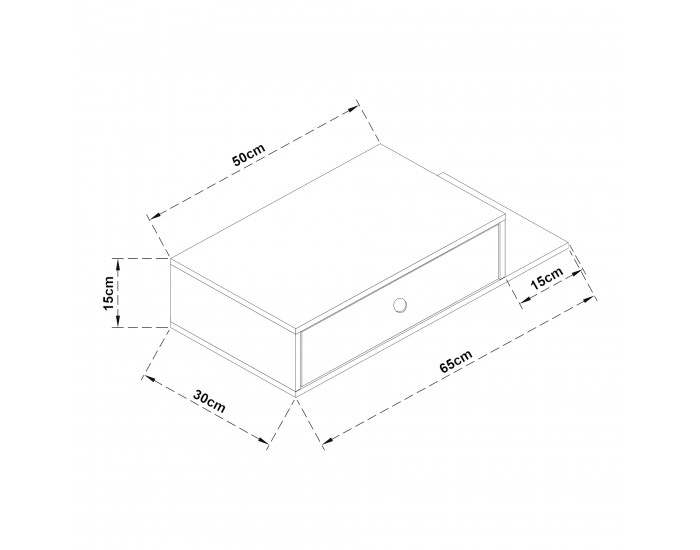 Стенен рафт Stor с чекмедже 65x30x15 см черен []
