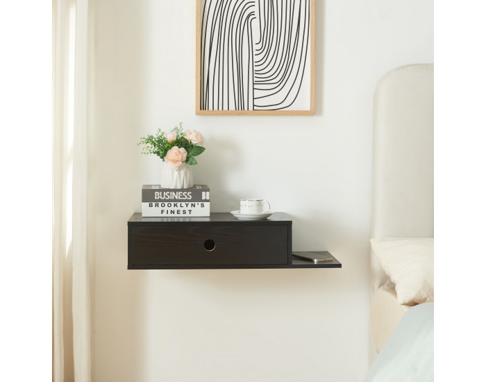 Стенен рафт Stor с чекмедже 65x30x15 см черен []