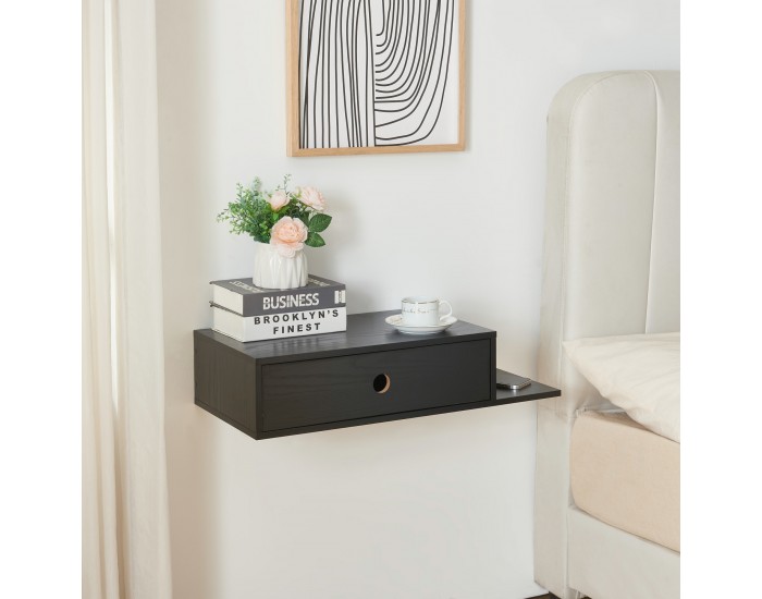 Стенен рафт Stor с чекмедже 65x30x15 см черен []