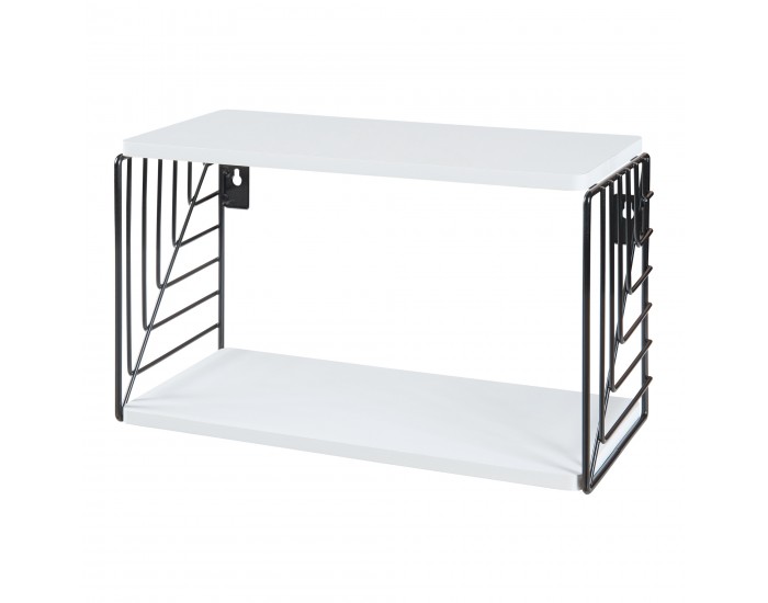 Стенен рафт Moss 39x18x23 см Черно/Бяло []