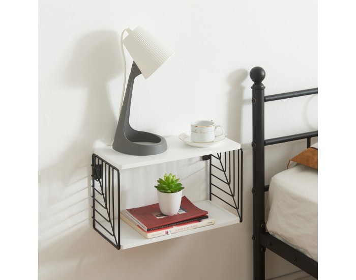 Стенен рафт Moss 39x18x23 см Черно/Бяло []