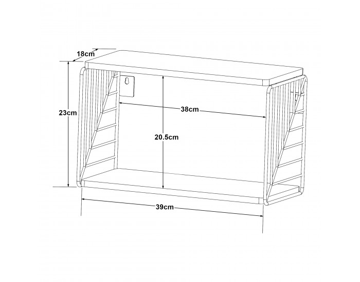 Стенен рафт Moss 39x18x23 см Черно/Бяло []