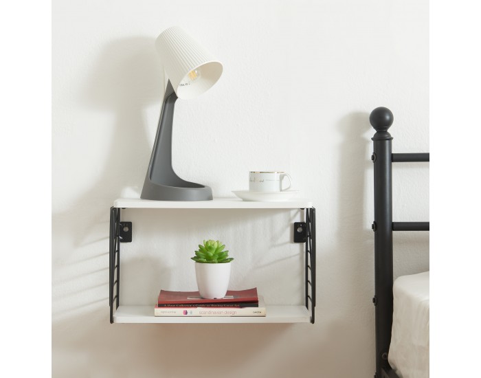 Стенен рафт Moss 39x18x23 см Черно/Бяло []