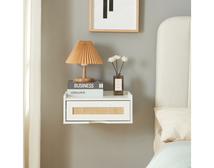 Стенен рафт Ljuredsø с чекмедже 40x30x16,5 см бял []