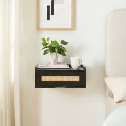 Стенен рафт Ljuredsø с чекмедже 40x30x16,5 см черен [] - Дневна