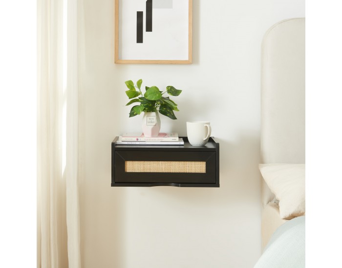 Стенен рафт Ljuredsø с чекмедже 40x30x16,5 см черен []