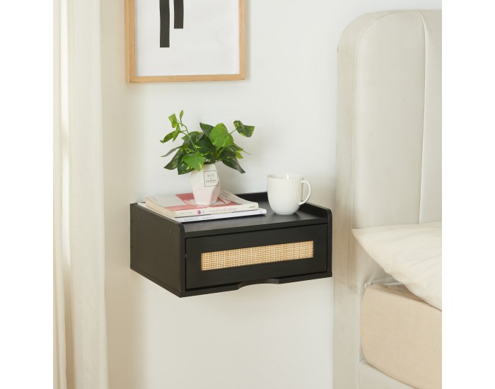 Стенен рафт Ljuredsø с чекмедже 40x30x16,5 см черен []